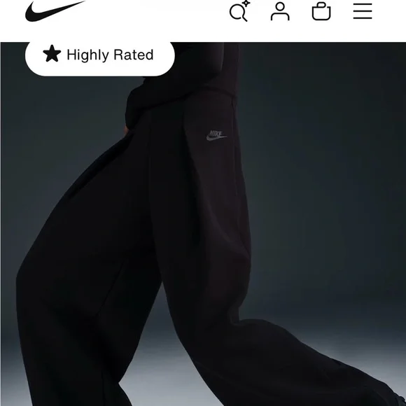 Nike Tech Black Wide-Leg Women's Pants with Subtle Logo - Picture 2 of 4
